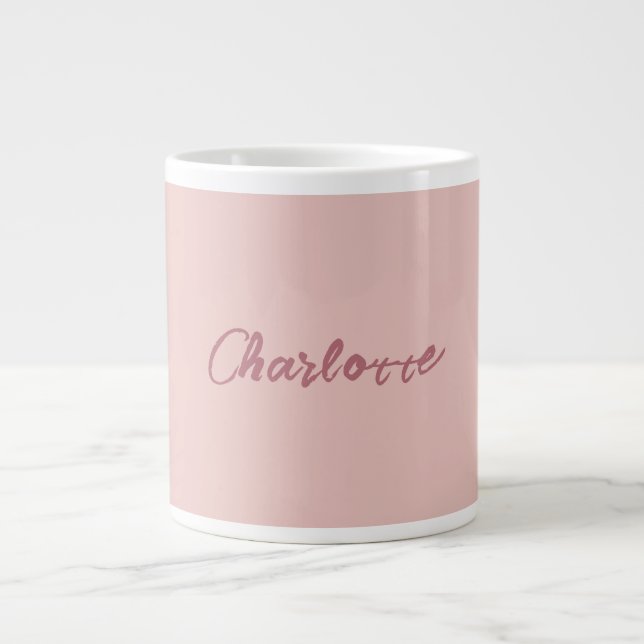 Rose für handgeschriebene Skriptnamen mit Minimali Jumbo-Tasse (Vorderseite)