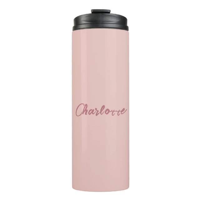 Rose für handgeschriebene Skriptnamen mit Minimali Thermosbecher (Vorderseite)