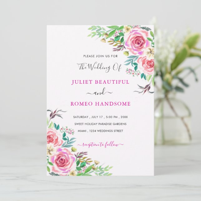 Rose für Hochzeiten von Aquarellfarben (Stehend Vorderseite)