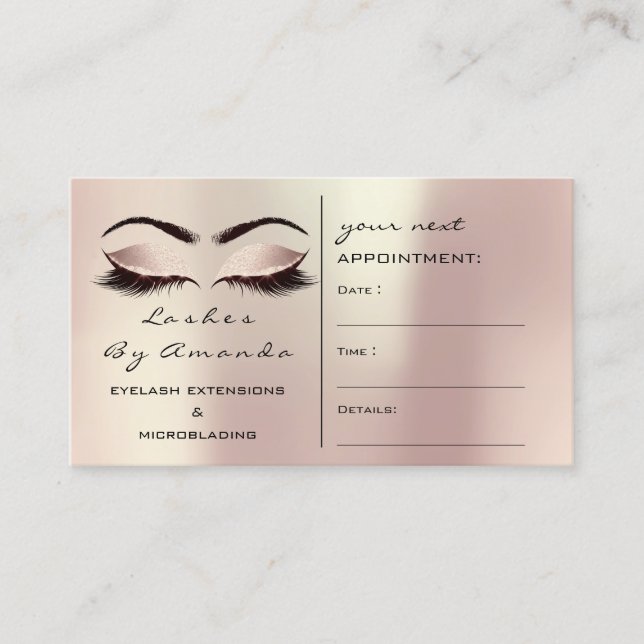 Rose für KünstlerIn-Karte Pink Lashes Terminkarte (Vorderseite)