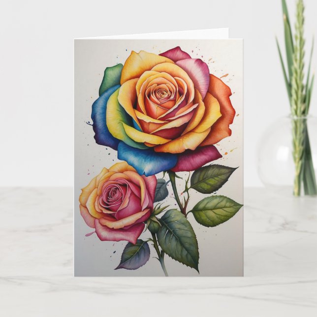 Rose für Leerfarben Karte (Vorderseite)