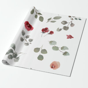 Rose für moderne Aquarellblumen Geschenkpapier