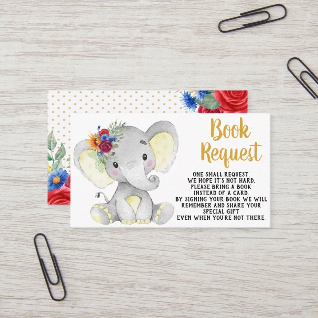 Rose für Sonnenblumen Elephant Book Request Cards Visitenkarte (Vorderseite/Rückseite Beispiel)