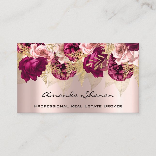 Rose für Veranstaltungsplaner mit Blumenlogo QR CO Visitenkarte (Vorderseite)