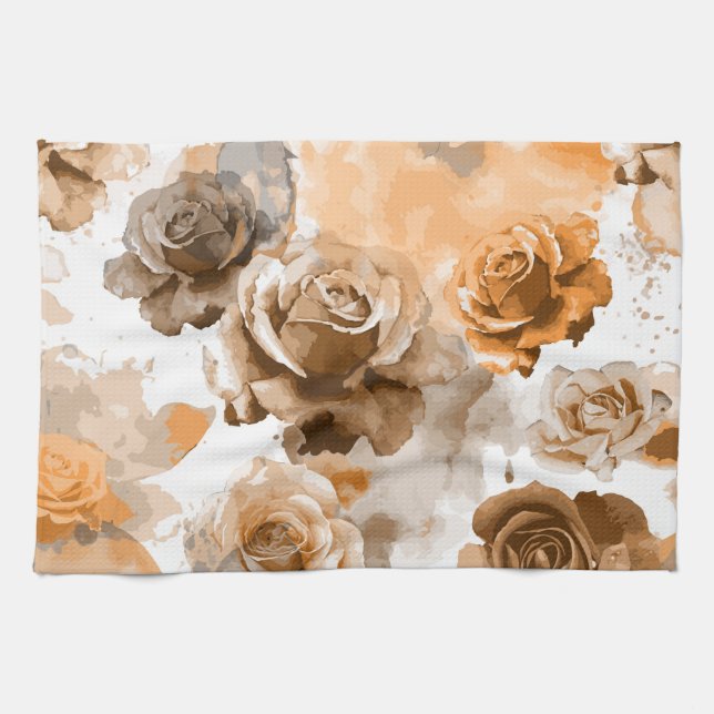 Rose für Wasserfarben 2 Geschirrtuch (Horizontal)