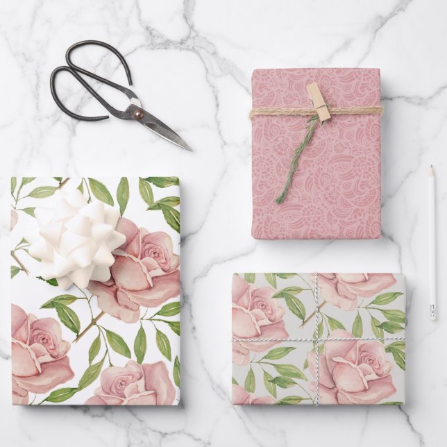Rose für Wasserfarben, Blush Violet Geschenkpapier Set (Vorderseite)