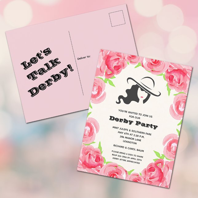 Rose für Wasserfarben Derby Party Postkarte (Von Creator hochgeladen)