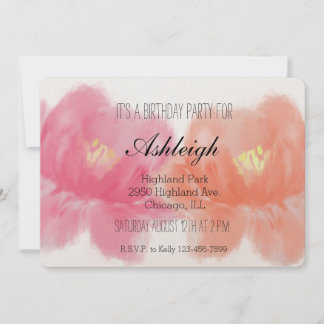 Rose für Wasserfarben Einladung