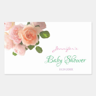 Rose für Wasserfarben von Babyduschen Handgeschrie Rechteckiger Aufkleber