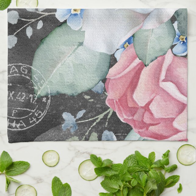 Rose für Wasserfarbenkarton Geschirrtuch (Gefaltet)