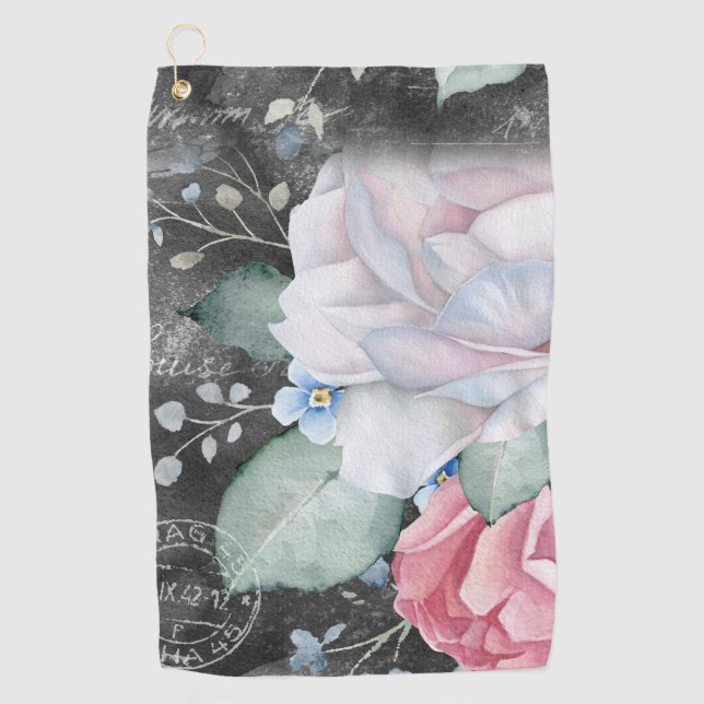 Rose für Wasserfarbenkarton Golfhandtuch (Vorderseite)