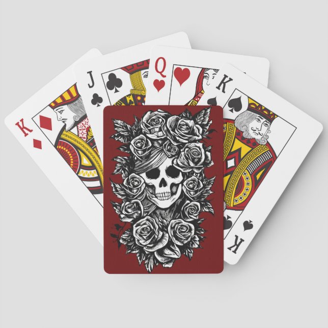 Rose für weibliche Schädel erhalten Original Tinte Spielkarten (Rückseite)
