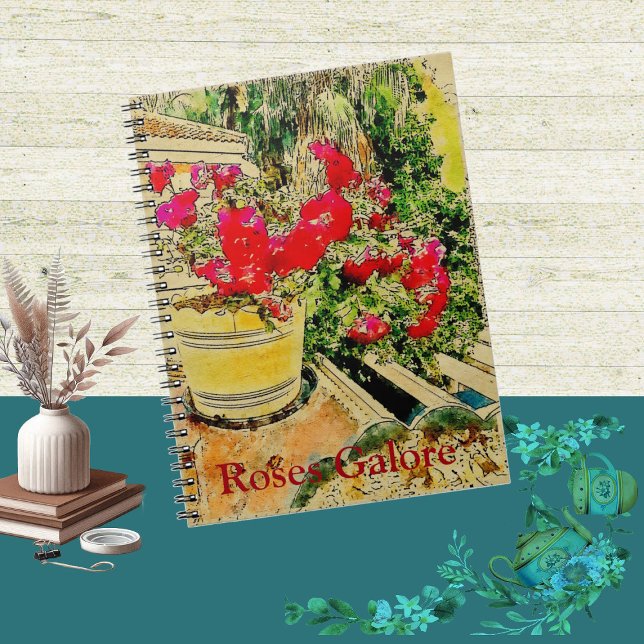 Rose Galore Watercolor Foto Gardener Notebook Notizblock (Roses Galore Watercolor Photo Gardener Notebook)