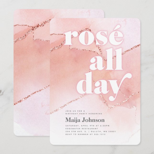 Rosé Ganztägige Einladung zum 21. Geburtstag (Vorne/Hinten)
