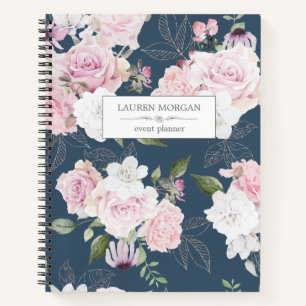 Rose Garden Blue   Personalisiertes Notebook Notizbuch