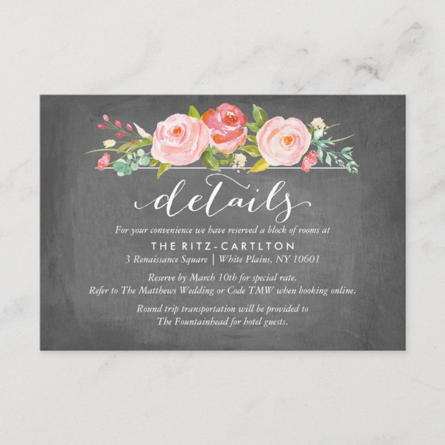 Rose Garden Blumendetails Hochzeitskarte Begleitkarte (Vorderseite)