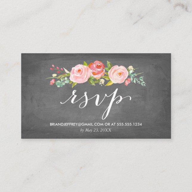 Rose Garden Blumenkhalkboard Hochzeit E-Mail-UAWG Begleitkarte (Vorderseite)