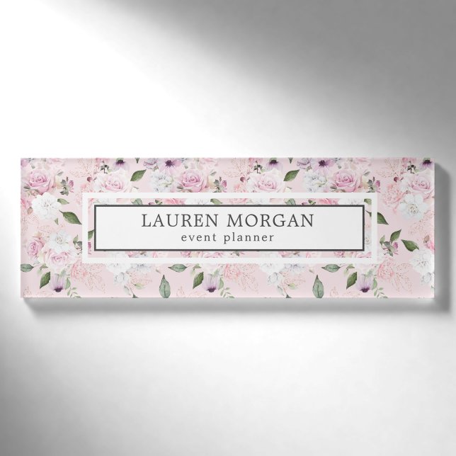 Rose Garden Blush | Name Namenschild (Vorderseite)