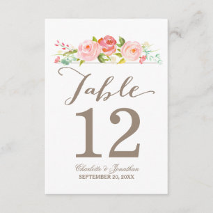 Rose Garden Carte de Numéro de Table