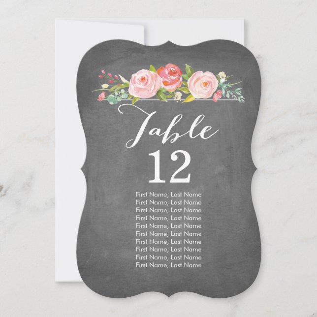 Rose Garden Chalkboard Individuelle Tafelkarten Einladung (Vorderseite)