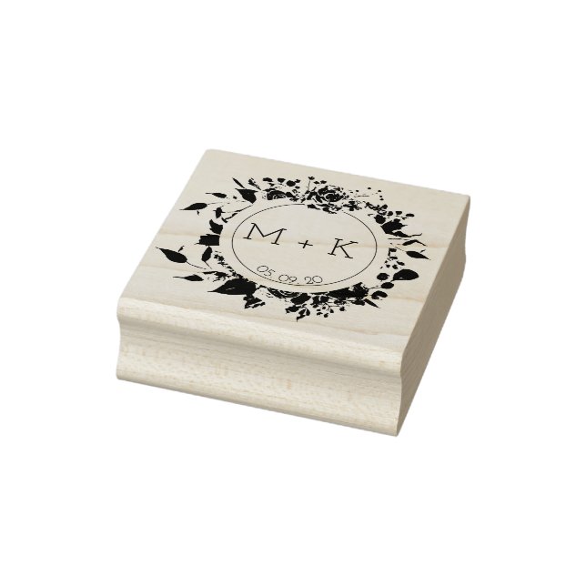 Rose Garden Circular Wedding Monogram Briefmarke Gummistempel (Stempel)