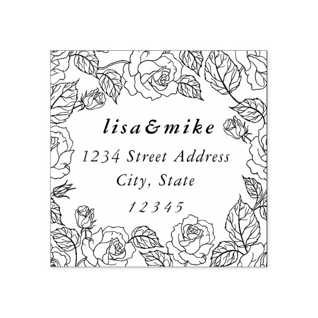 Rose Garden Couple Names Wedding Rücksendeadresse Gummistempel (Prägung)