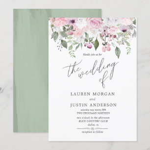 Rose Garden elegante blumengeschmückte Hochzeit Ei Einladung