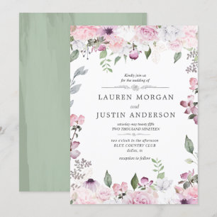 Rose Garden elegante blumengeschmückte Hochzeit Ei Einladung