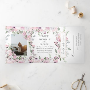 Rose Garden Elegante Dreifachherz Einladung