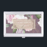 Rose Garden eleganter Blumenkoffer Visitenkarten Dose<br><div class="desc">Unsere Rose Gartenkollektion verfügt über sanfte Rose mit vergoldeten Blätter in Lila,  Blütenblau und Dustblau. Gegenstände aus dieser Sammlung sind für Büro-,  Personal- und Zubehörteile bestimmt</div>