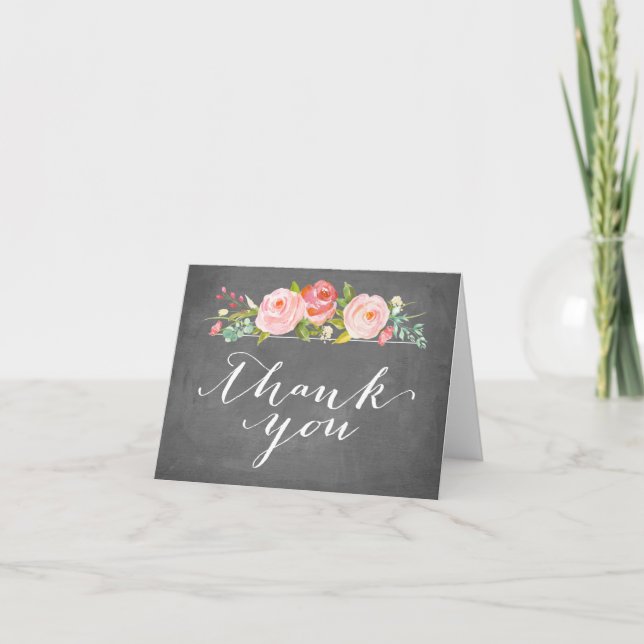 Rose Garden Floral Danke Chalkboard Card (Vorderseite)