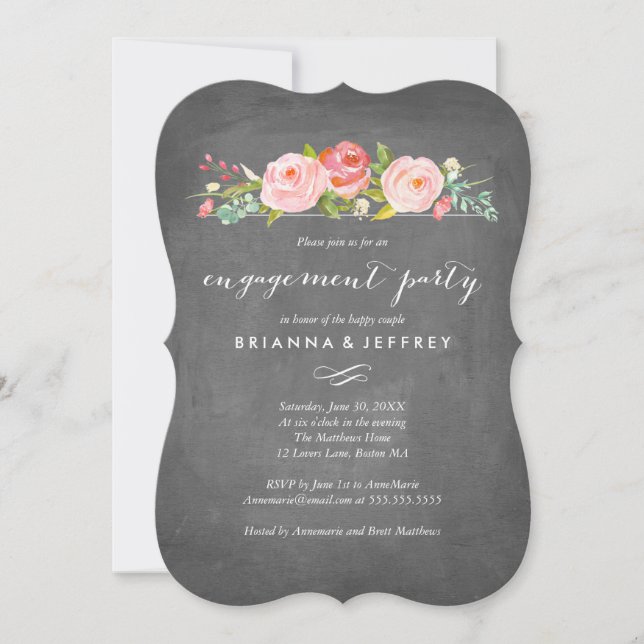 Rose Garden Floral Engagement Party Einladung (Vorderseite)