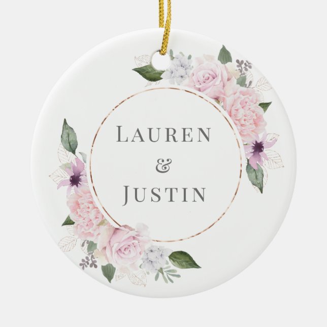 Rose Garden Floral Foto Wedding Keramik Ornament (Vorne)