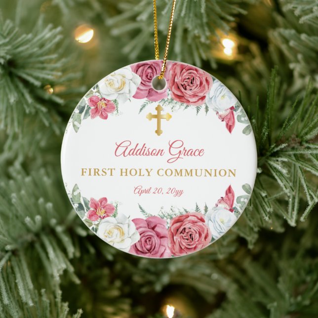 Rose Garden Floral Girl Foto Keramik Ornament (Baum)