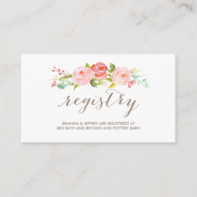 Rose Garden Floral Mariage Carte d'enregistrement (Devant)