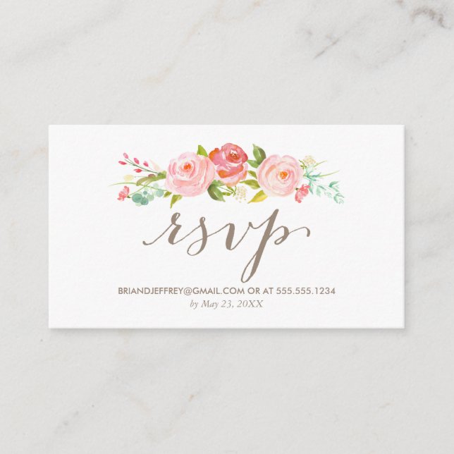 Rose Garden Floral Wedding E-Mail UAWG Begleitkarte (Vorderseite)