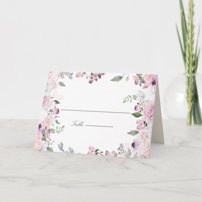 Rose Garden Floral Wedding Platzkarte Karte (Vorderseite)