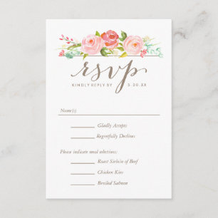 Rose Garden Floral Wedding RSVP avec options de me