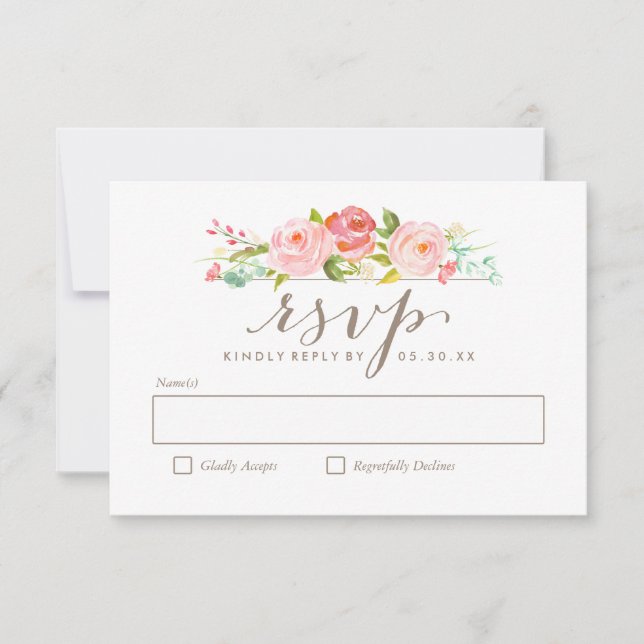 Rose Garden Floral Wedding RSVP Card (Vorderseite)