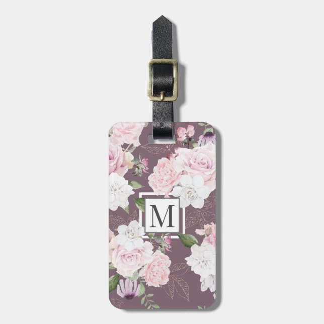 Rose Garden Mauve ⎢ Monogram Gepäckanhänger (Vorderseite vertikal)