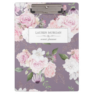 Rose Garden Mauve   Personalisierte Zwischenablage Klemmbrett
