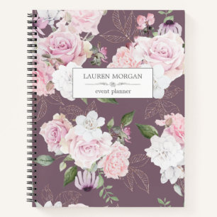 Rose Garden Mauve   Personalisiertes Notebook Notizbuch