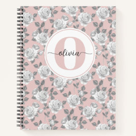 Rose Garden Monogram Pink Notebook Notizbuch