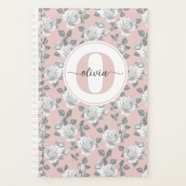 Rose Garden Monogram Pink Planner Planer