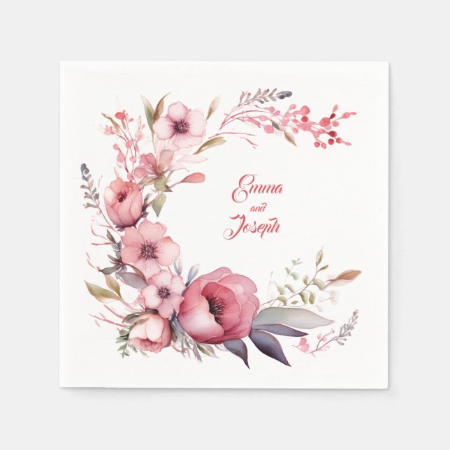 Rose Garden: Personalisierte Hochzeit von Napkins Serviette (Vorderseite)