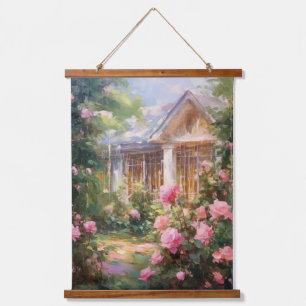 Rose Garden Retreat Wandteppich Mit Holzrahmen
