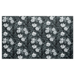 "Rose Garden", Retro-Blumenmuster, schwarz-weiß Stoff