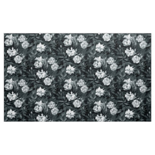 "Rose Garden", Retro-Blumenmuster, schwarz-weiß Stoff