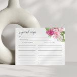 Rose Garden Rezept Karte<br><div class="desc">Rosa Aquarellkarte mit Blumenkohl,  die zu unseren Rose Garden Dusche Einladungen passt.</div>