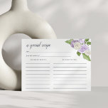Rose Garden Rezept Karte<br><div class="desc">Lavender Aquareller Blumenkochkarte, die zu unseren Rose Garden Dusche Einladungen in Lilac passt.</div>